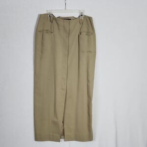 Linda Allard Ellen Tracy tan maxi casual pencil cargo skirt size 10 vintage